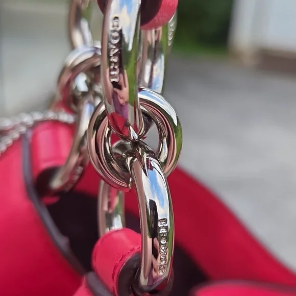 Coach Lexi Red Leather & Jacquard Fabric Shoulder Bag F57540 $498 Retail EUC - Picture 16 of 16